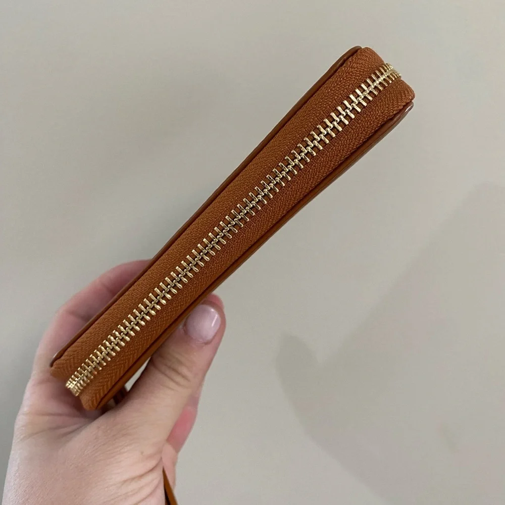 Mark & Graham brown leather monogrammed wallet